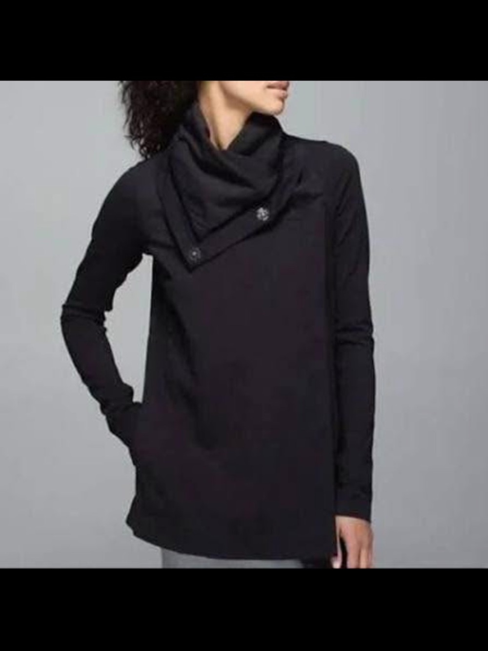 lululemon athletica Black Asymmetrical Cowl Turtleneck Sweater